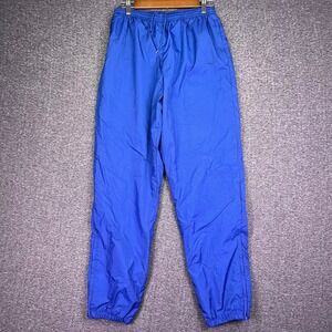 VTG 90s Nike Track Pants Womens L Blue Nylon Windbreaker Athletic Jogger Retro
